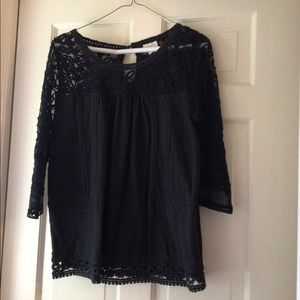 Anthropologie black lace and cotton top-great condition